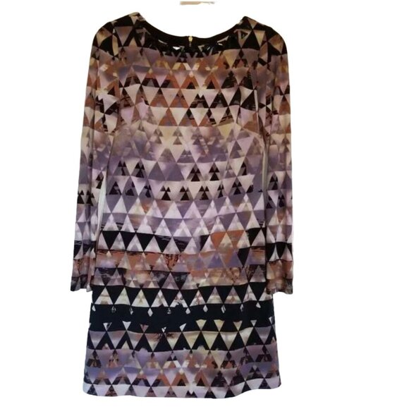 VINCE CAMUTO Multi Geometric Sheath Ponte Dress Woman's Size 10 Excellent very g - Picture 5 of 11